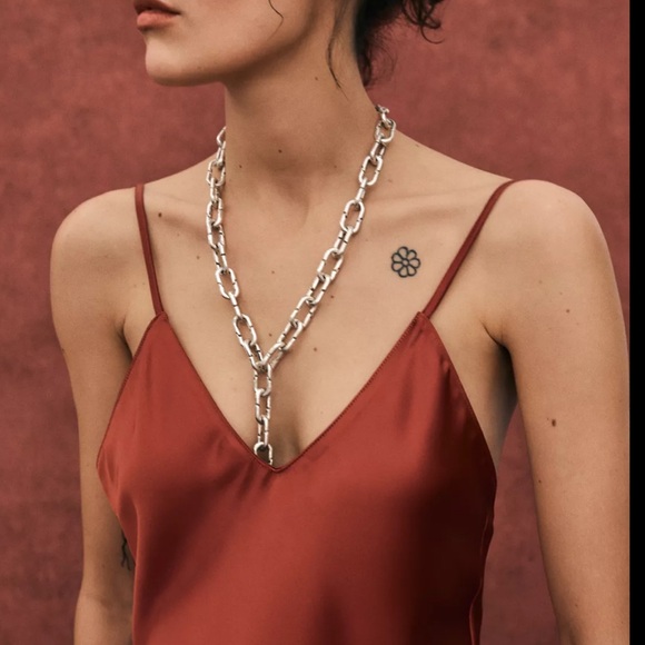 Zara Reddish Satin Effect Midi Dress - Picture 3 of 4